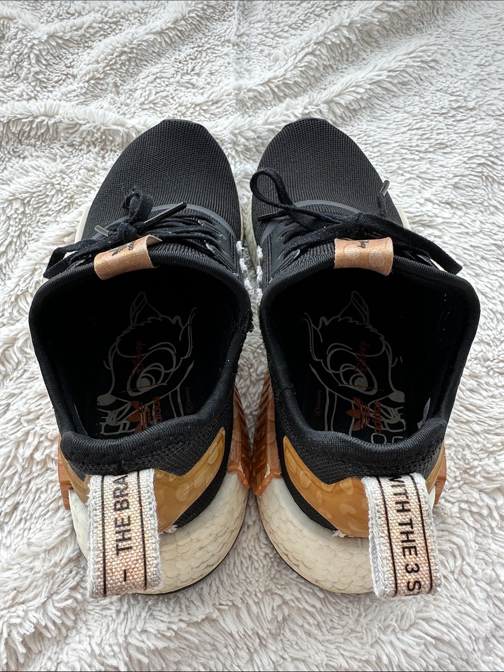 adidas Kids Black and Tan Sneakers with White Stripes - Picture 6 of 6